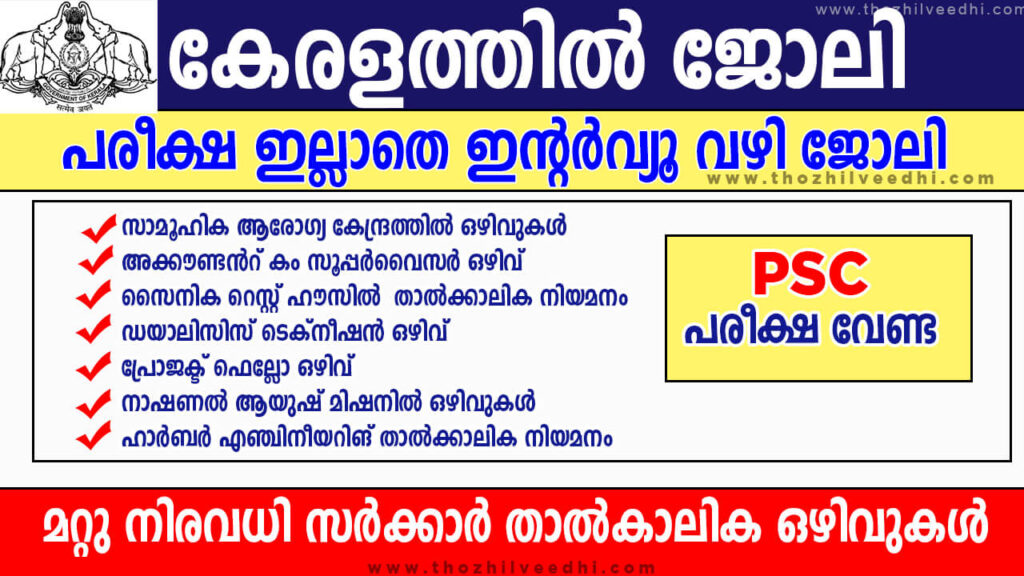 Today Kerala Govt Temporary Jobs 2023